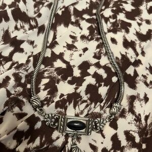 Vintage-Inspired Silver and Brown Necklace